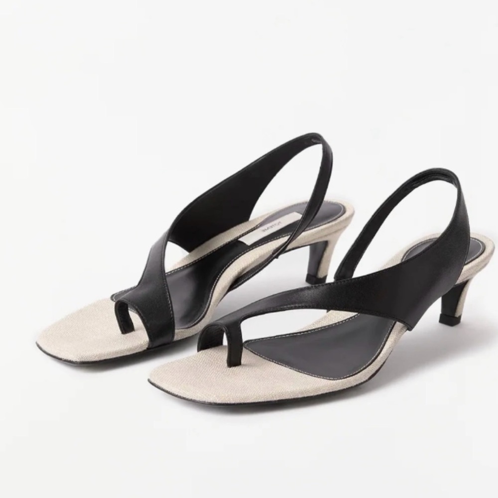 Toteme Sculptural Slingback Sandals, 40, Canvas Black - Picture 3 of 17